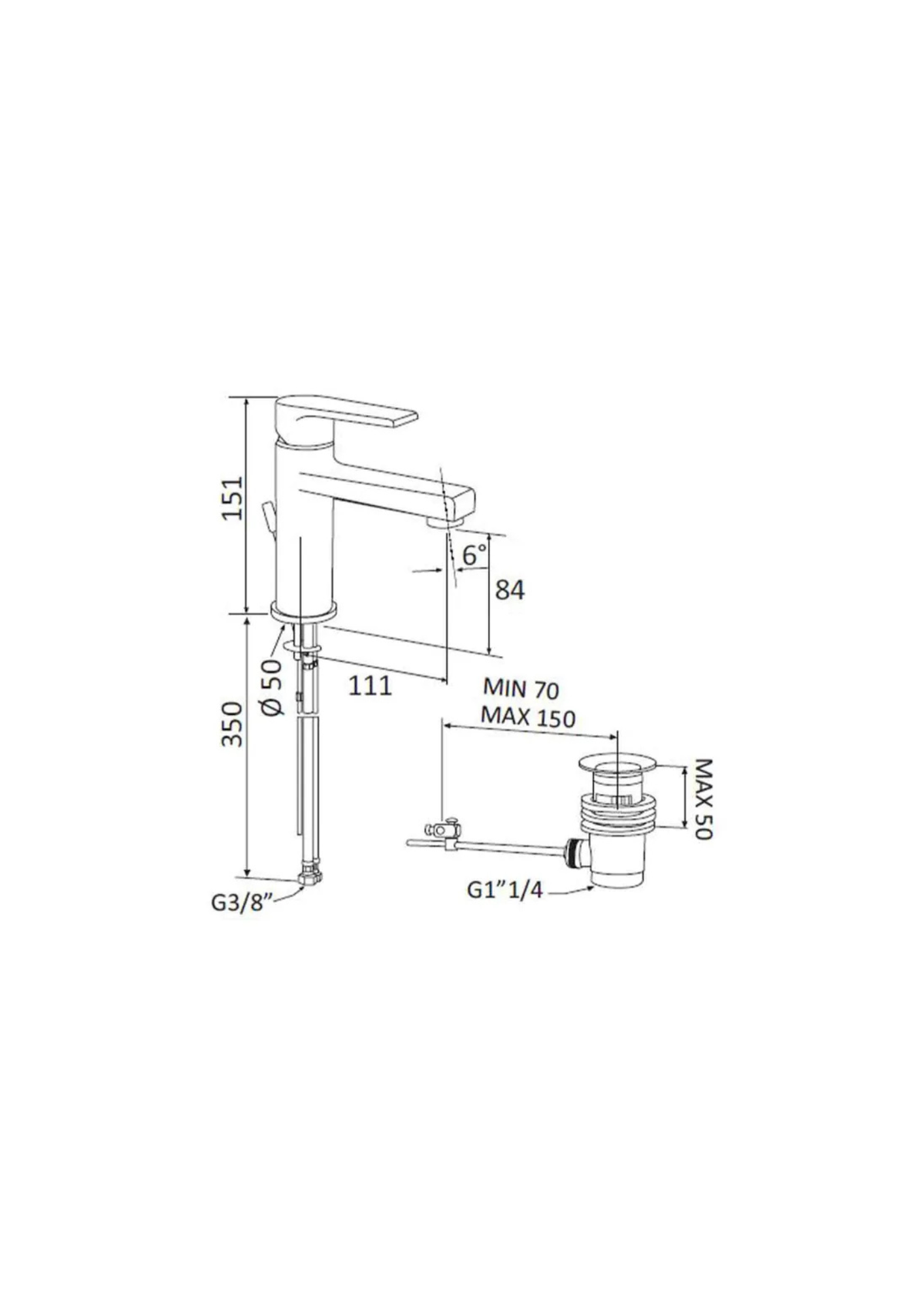 Miscelatore monocomando lavabo Mariani Artic