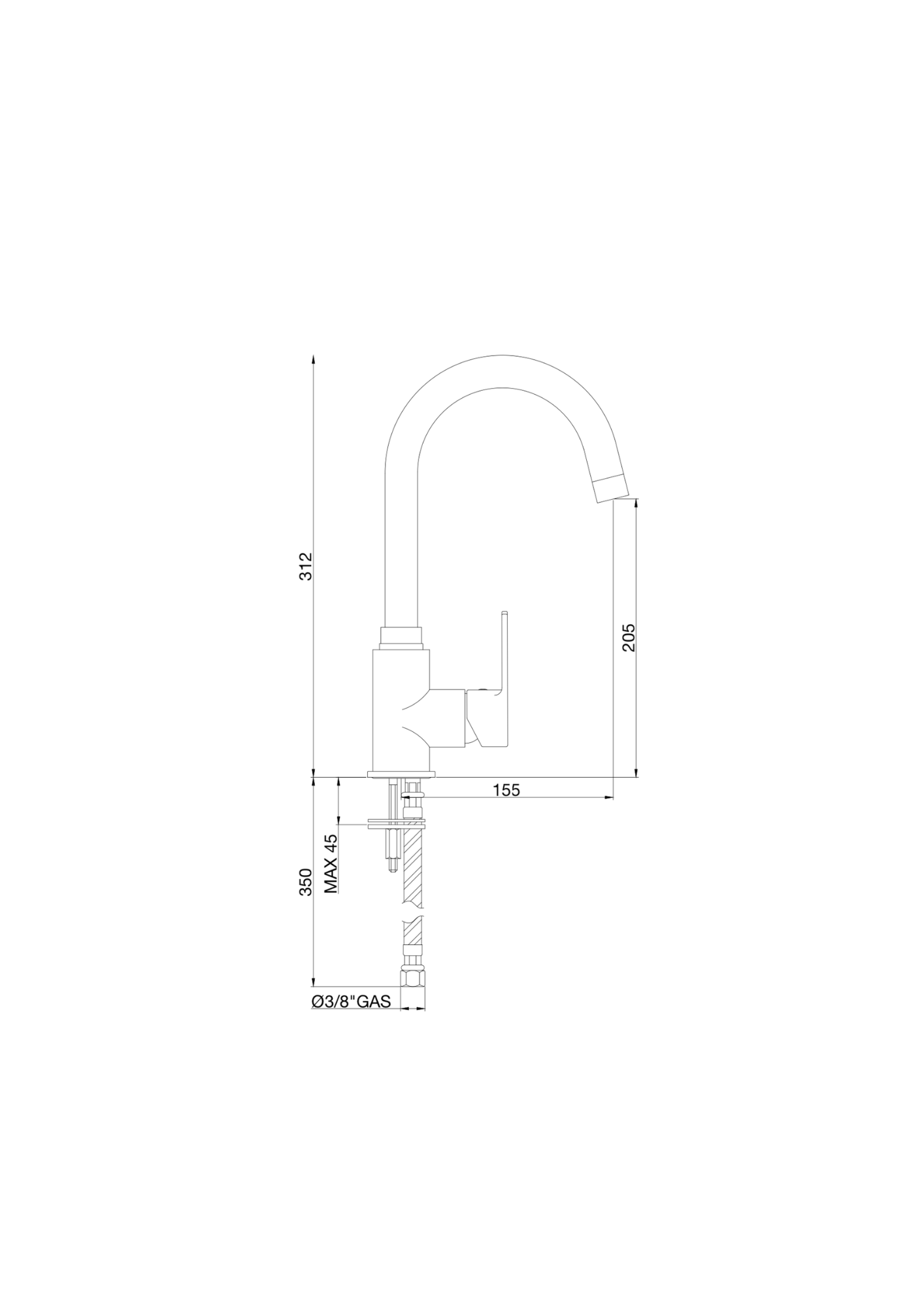 Miscelatore monocomando lavello cucina Gaboli Luigi Unika