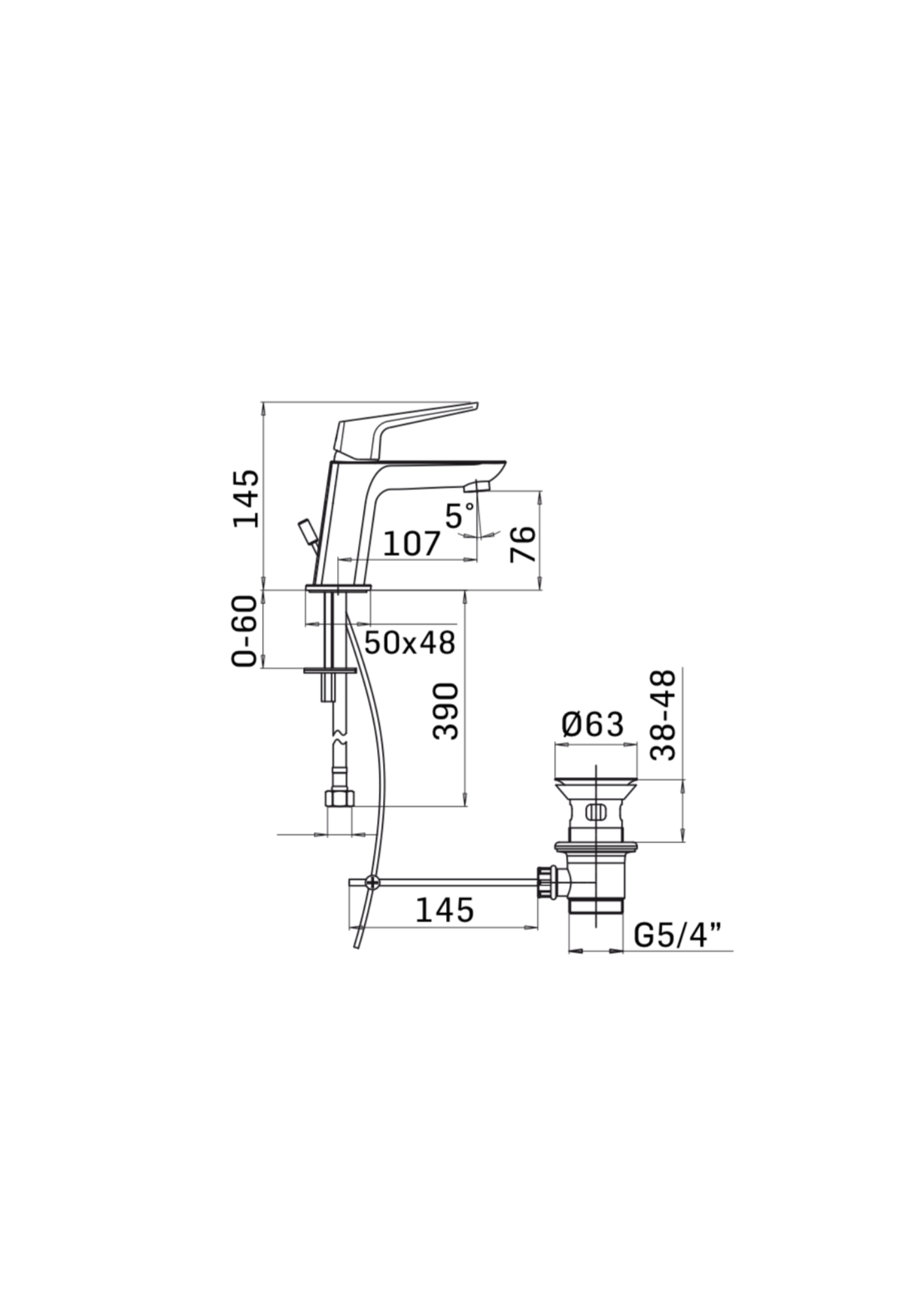 Miscelatore monocomando lavabo Mamoli Spartaco