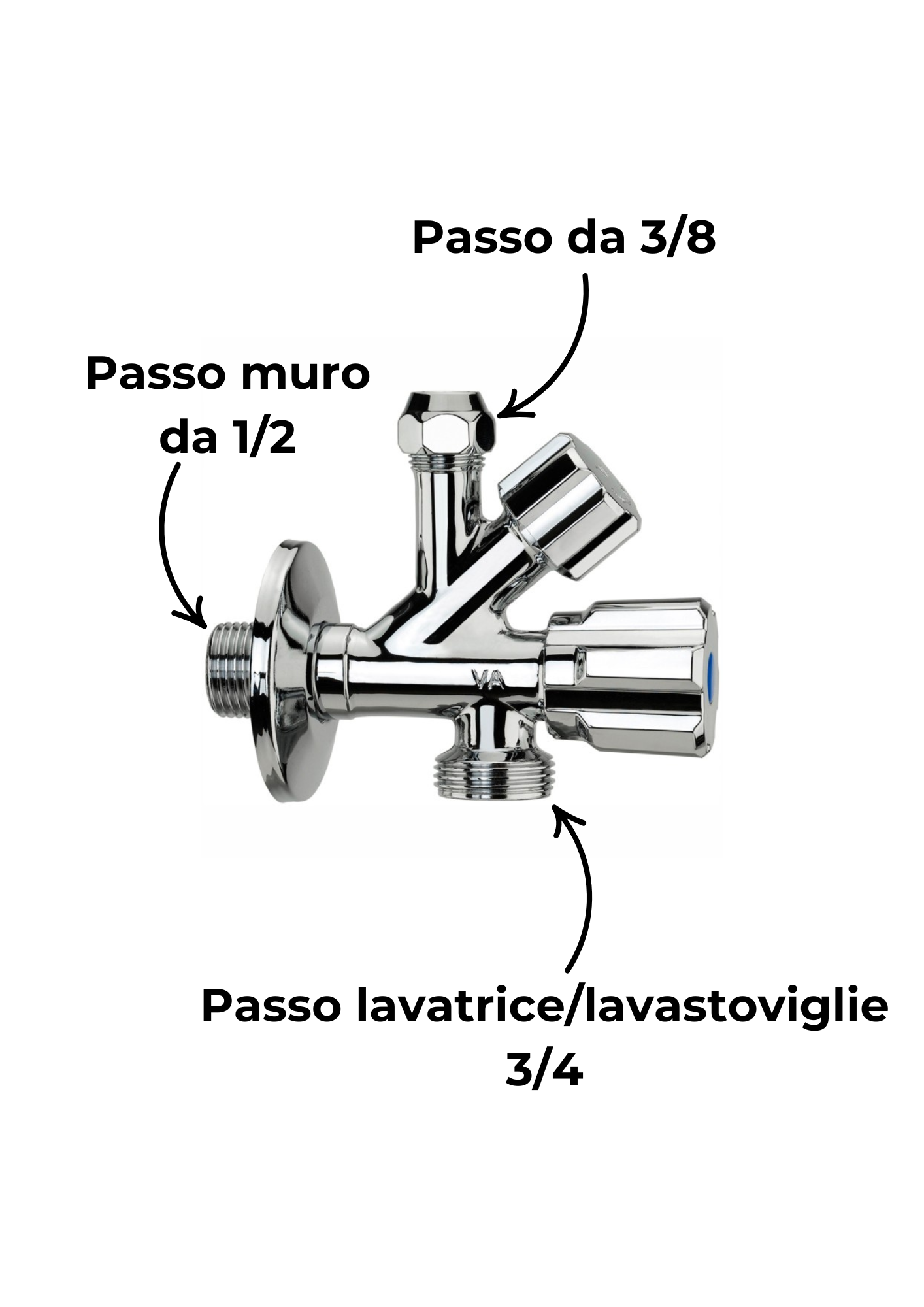 Rubinetto combinato 3/8 x 3/4