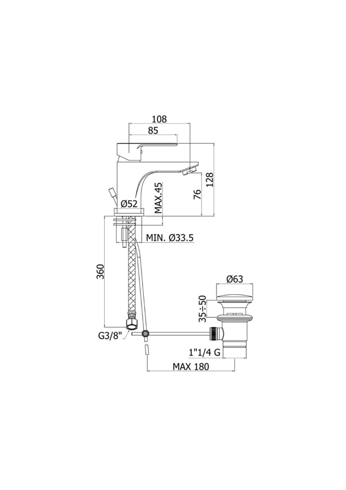 Miscelatore monocomando lavabo Paffoni Blu