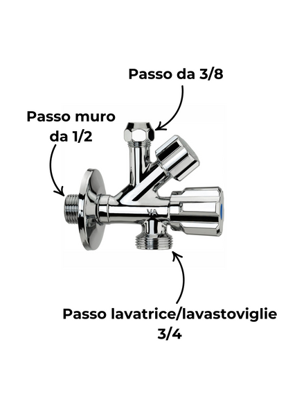 Rubinetto combinato 3/8 x 3/4