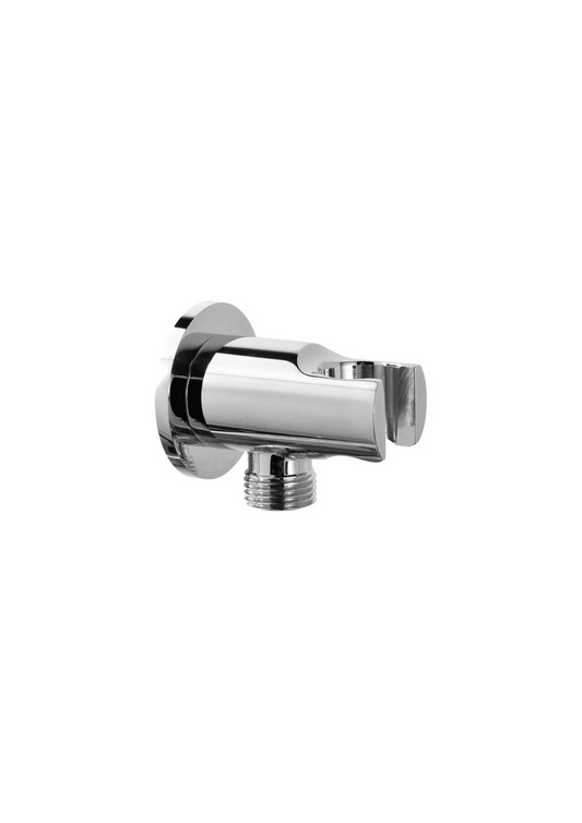 Presa acqua tonda duplex con supporto doccetta ottone cromato 1/2