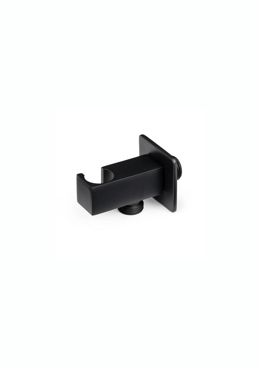 Presa acqua quadrata duplex con supporto doccetta ottone nera opaca 1/2