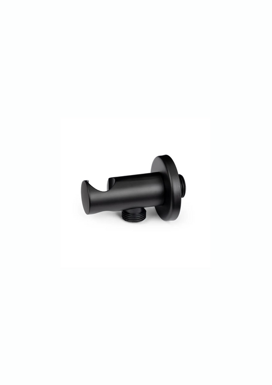 Presa acqua tonda duplex con supporto doccetta ottone nera opaca 1/2