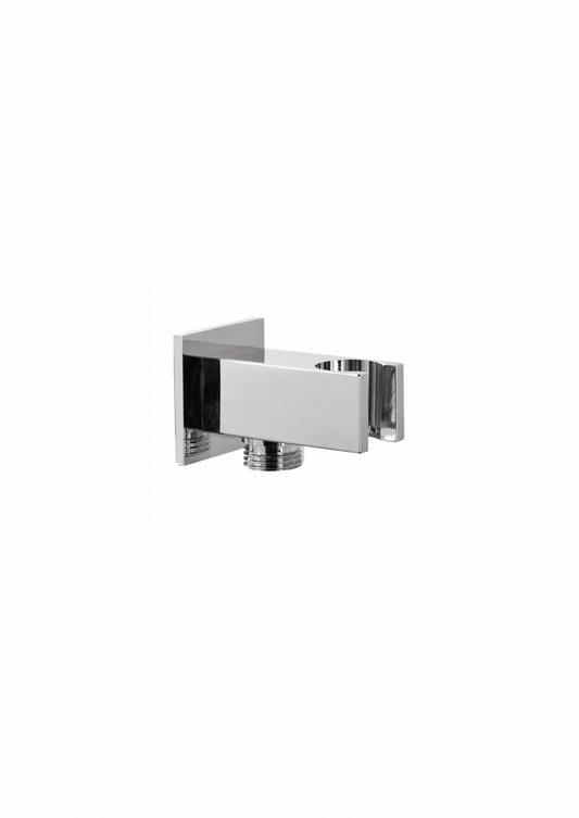 Presa acqua quadra duplex con supporto doccetta ottone cromato 1/2